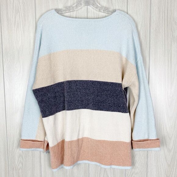 Soft Surroundings | Lisbeth Chenille Striped V Neck Sweater Size Petite XL - Picture 2 of 12